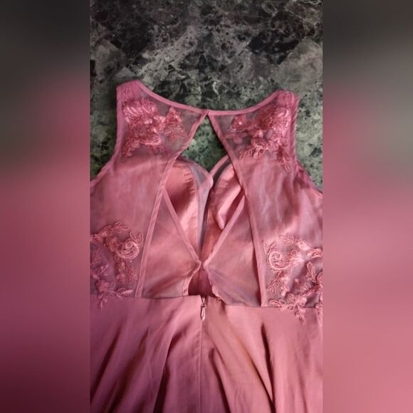 Azazie Women's Party Maxi Dress Elegant Lace V-Neck Chiffon - Picture 7 of 10